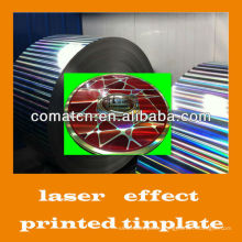 Laser effect printed tinplate for paint cans